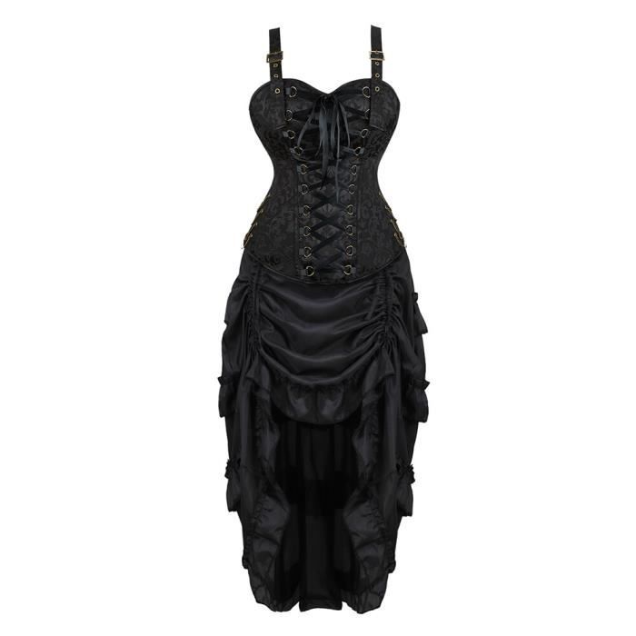 Corset Steampunk Josamogre - Ensemble 3 Pièces Avec Jupe Et Chemisier, Style Pirate Vintage