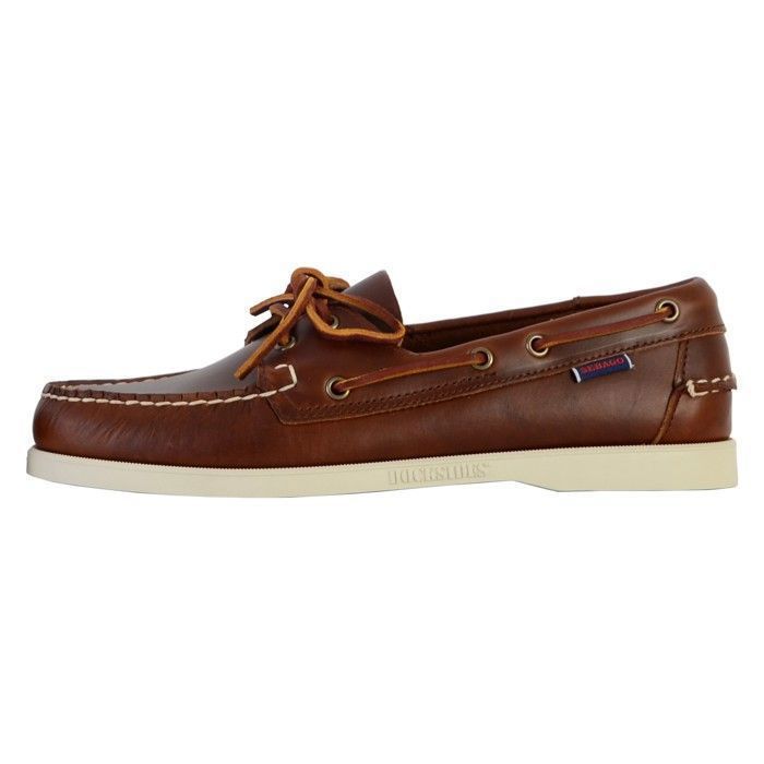 Mocassin Docksides Sebago Homme Marron - Cuir - Lacets carrés - Confort exceptionnel