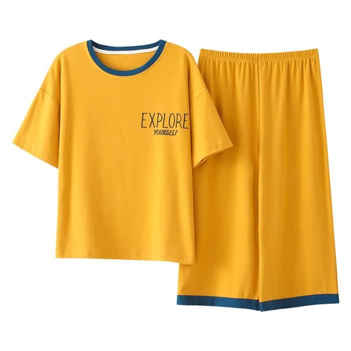 Pyjama Court Fille/ado été - Haut Manches Courtes Et Short, Motif Stitch, Tissu Léger, Cadeau Enfant