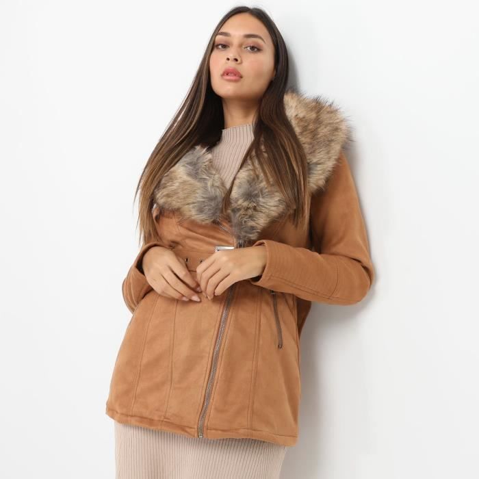 Manteau best sale suedine camel