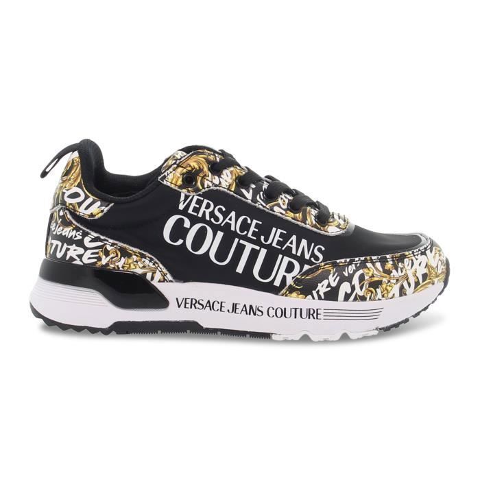 BASKET VERSACE COUTURE VA3SA3 NGB en nylon imprimé noir jaune Femme