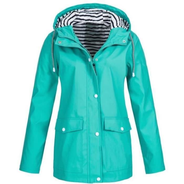 Blouson imperméable coupe-vent à capuche avec poches pour femme • Mon Blouson
