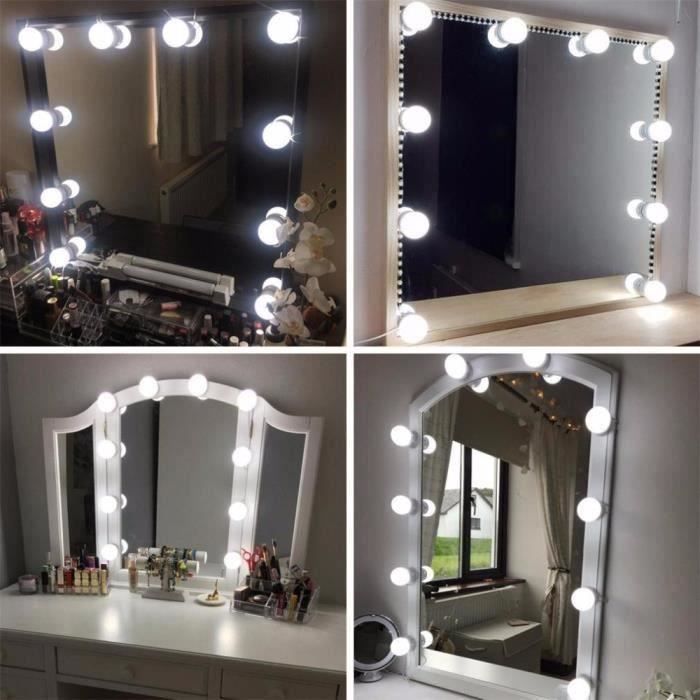 22 lampes LED miroir de maquillage 10x éclairé Luminosité réglable intelligente 16 lampes Symboat Miroir Maquillage LED Miroir 