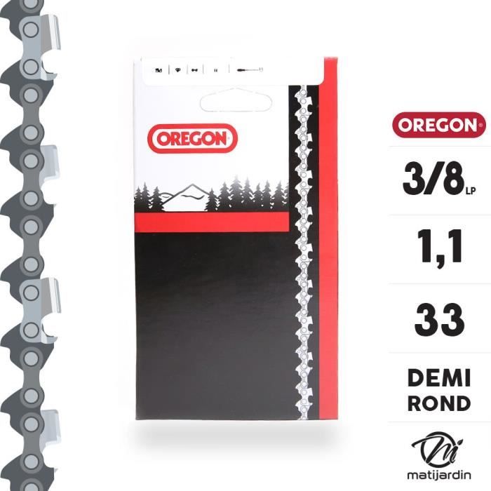 Chaîne Oregon pour tronçonneuse 3/8 1,1 mm - OREGON - 33 maillons - Gouge  profil demi rond - Cdiscount Jardin