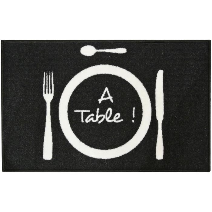 Tapis Déco Chef à Table Cuisine Assiette Et Couvert Noir ...