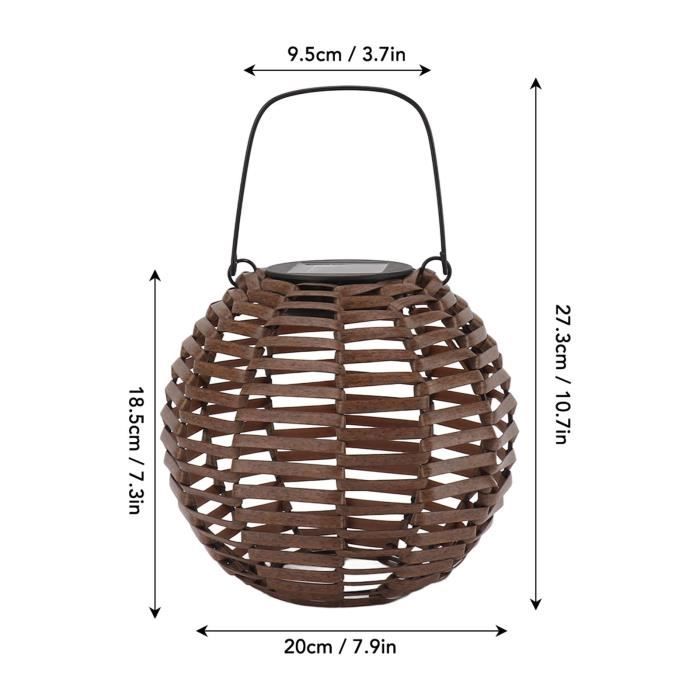 Lanterne Solaire Avec Bougie - En Polyrotin - 45 Cm - Lampe Solaire à Suspendre - Lampe De Jardin - Lampe De Table (45 X 43 Cm