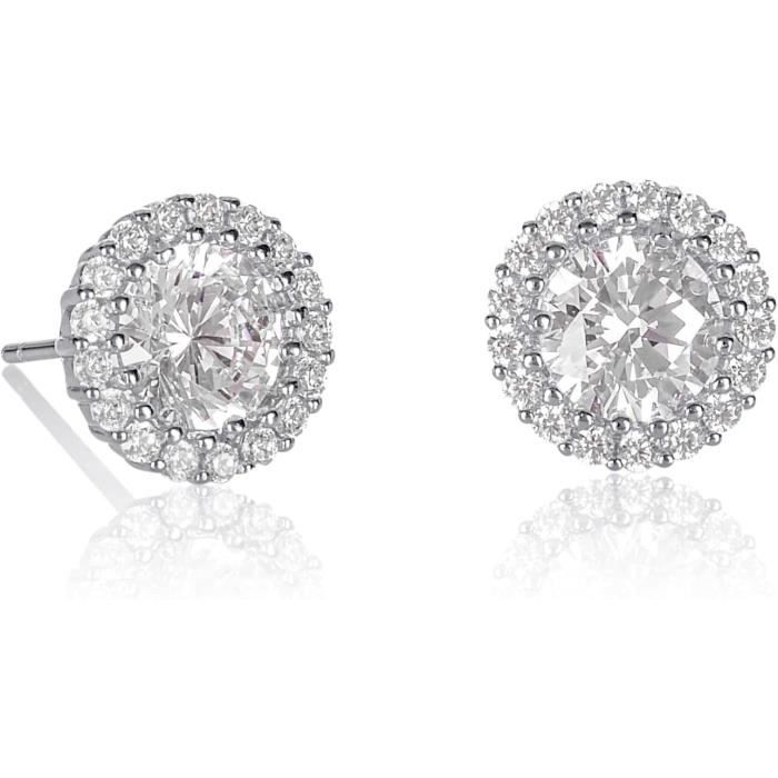 Boucles D'oreilles Peace And Love En Argent 925 Serties De Zircons - Neuf étiqueté