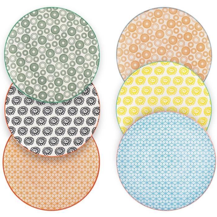 Set 6 Assiettes Dessert Henten Home - Style Bohème 21x21cm | Micro-ondes Et Lave-vaisselle