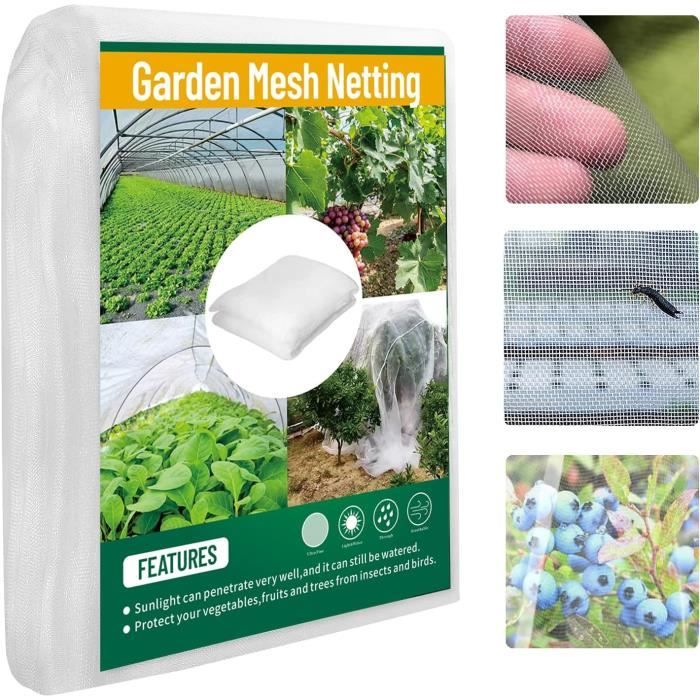 Filet Anti-insectes 60 Mesh (1,3mm) 3m X 6m, Polyéthylène, UV, Pour Serre/jardin