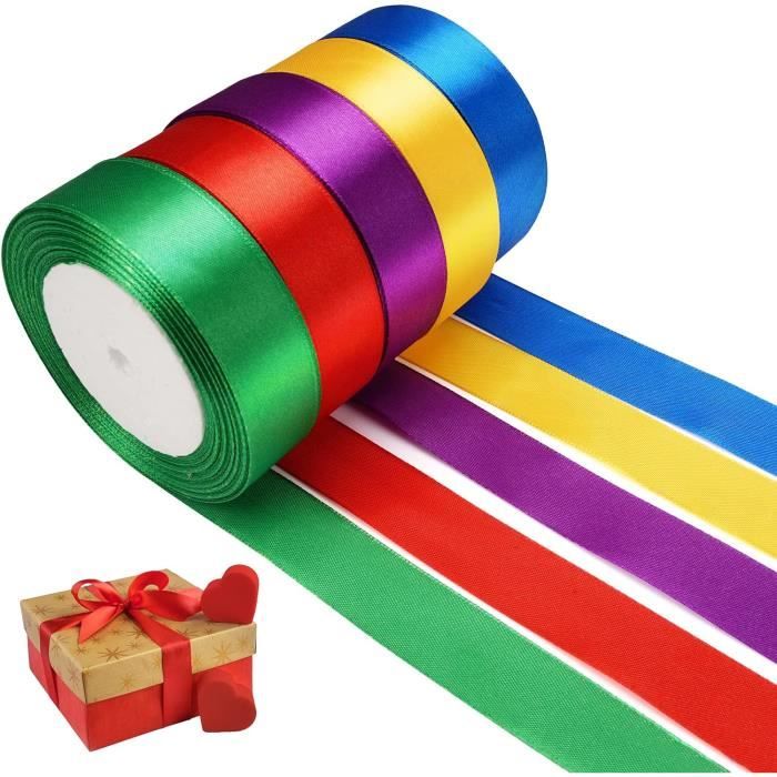 Lot De 4 Rouleaux Ruban Satin Bleu - 88 M Total - Pour Emballage Cadeau, Décoration Mariage, Créations Manuelles