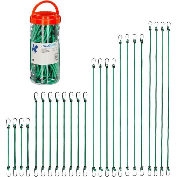 Lot De Tendeurs Élastiques Avec Crochets - 10,5 Couleurs & 5 Tailles Pour Camping, Jardin, Moto Et Voyage