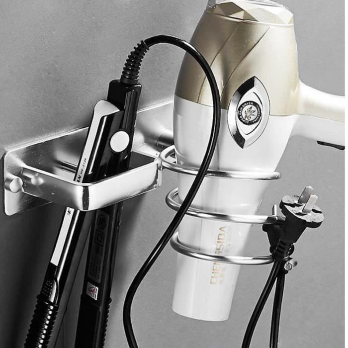 Support Mural Pour Sèche-cheveux, Support De Rangement Pour Salle De Bain Support De Rangement Pour Seche Cheveux Aucun Percage Requis 92471244