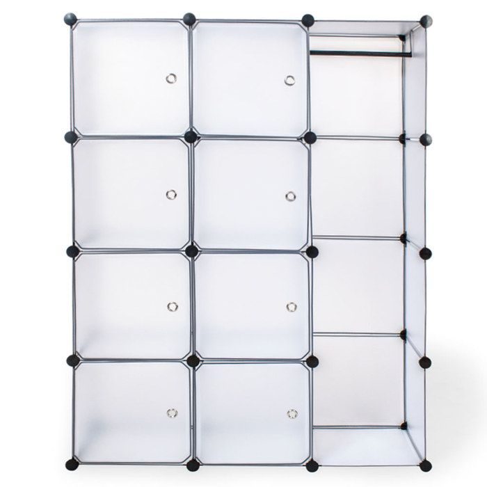 TECTAKE Armoire de Rangement Système Click Modulable en Plastique 12 Cubes 115 cm x 37 cm x 150