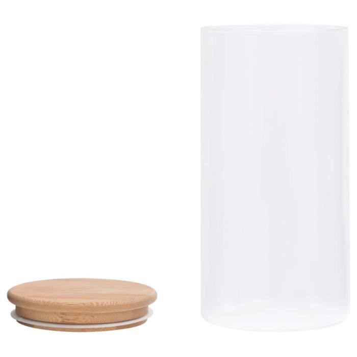 Récipient de conservation en verre avec couvercle en bambou - Récipient Récipient de conservation en verre avec couvercle en bambou - Récipient