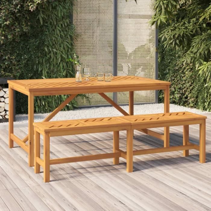 PromoTable Extérieure LMT - Table à manger de jardin 150x90x74 cm bois dacacia solide 244Kg