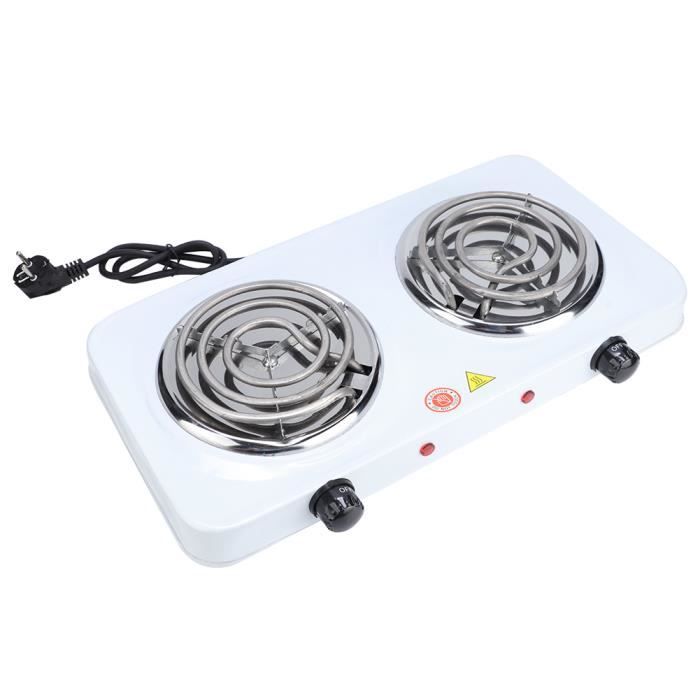 Plaque De Cuisson électrique Double Brûleur | Réglage De La Température | Acier Inoxydable | Portable Pour Maison Et Extérieur