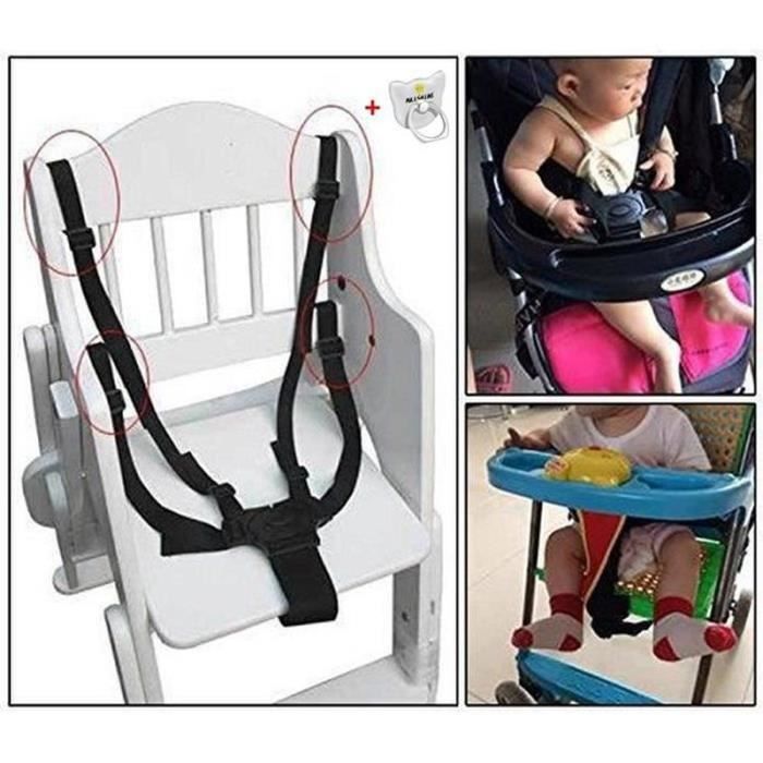 Sangles Harnais 5 Points Pour Chaise Haute - Sécurité Bébé Réglable - Compatible Transports Et Balançoires