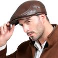 Ancient Brown-XXL -Béret en cuir de vache véritable pour homme, casquette de chasse, bonnet de camionneur, chapeau de sport-1
