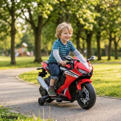 Moto électrique Enfant BabyCar Honda CBR – 12V 30W – MP3, Sons Et Lumières – Blanc – Dès 3 Ans