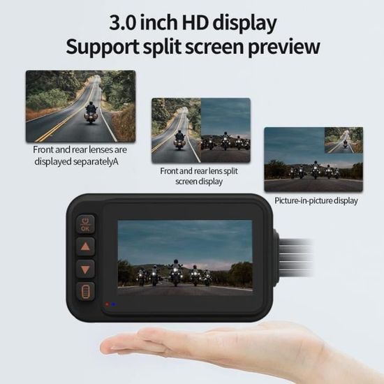Dashcam Moto Caméra de Moto Camera Moto Double Lentille 1080P Écran LCD 3,0  '' Grand Angle 130 ° Caméra de Sport étanche GPS W[74] - Cdiscount Auto