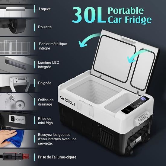 AAOBOSI Glacière Électrique 115L Double Zone - Compresseur -20°C à 20°C Pour Camping Et Voiture