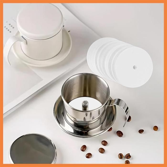 400 Filtres à Café Papier Ronds 58.5 Mm - Non Blanchis, Pour Machines Espresso 58mm, Aeropress, Compatibles Delonghi