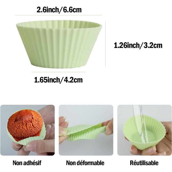 Moules Muffins Silicone Réutilisables Caissettes - 4 Couleurs Lot De 24  Anti-Adhésif Moule Cake Sans Bpa Cupcake Tasses De C[u1] - Cdiscount Maison