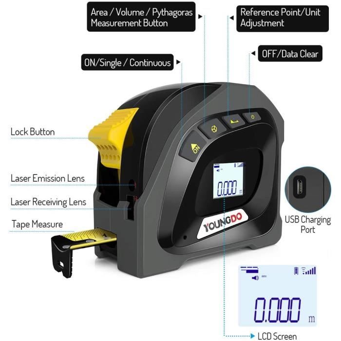 metre ruban mesure électronique mètre laser numérique télémètre de golf  avec pente outil de mesure laser