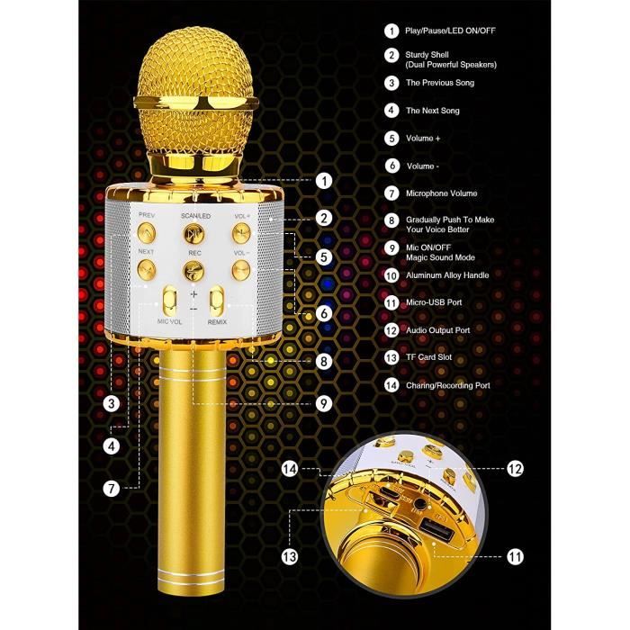 ShinePick Microphone Karaoke sans Fil, Micro Karaoké Bluetooth