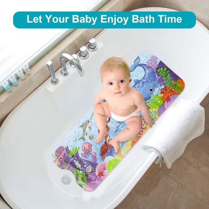 Tapis Baignoire Antidérapant Zosenyer 100x40cm - Enfant Et Bébé, Motifs Mignons, PVC Anti-Bactérien