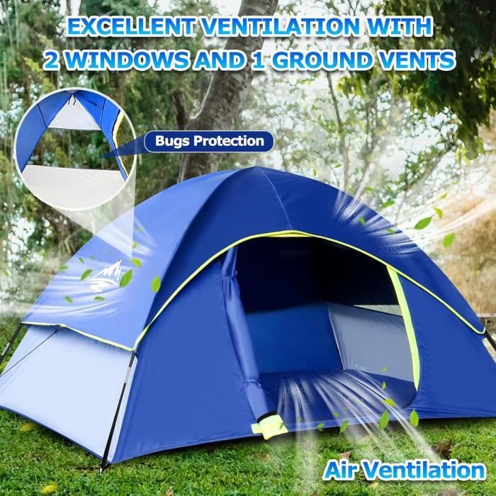 Tente De Camping à Dôme 2 Personnes Tissu Occultant Impermeable 96462892