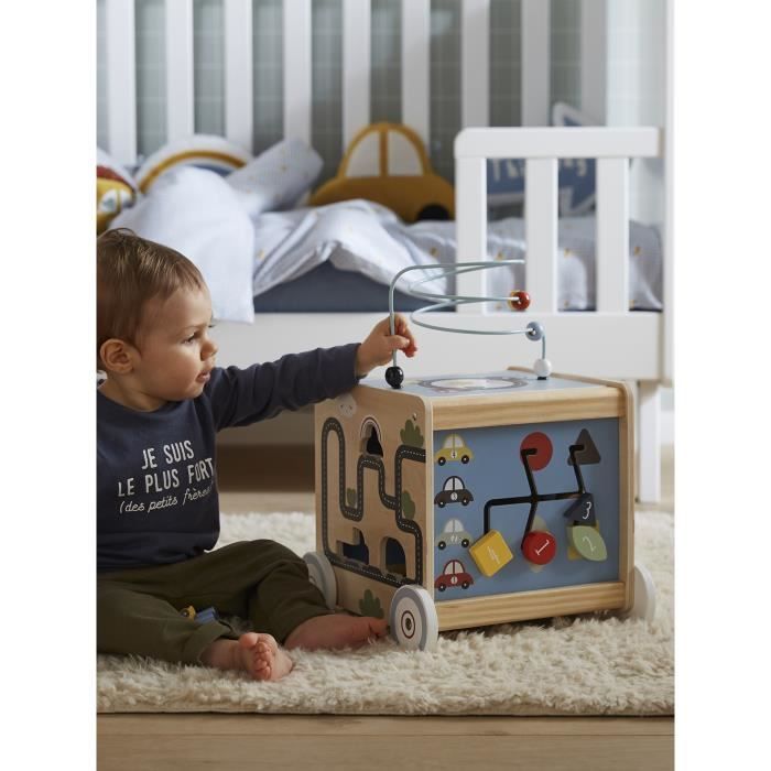 VERTBAUDET Cube d activites a tirer EN VOITURE SIMON en bois multicolore TU Cdiscount Jeux Jouets