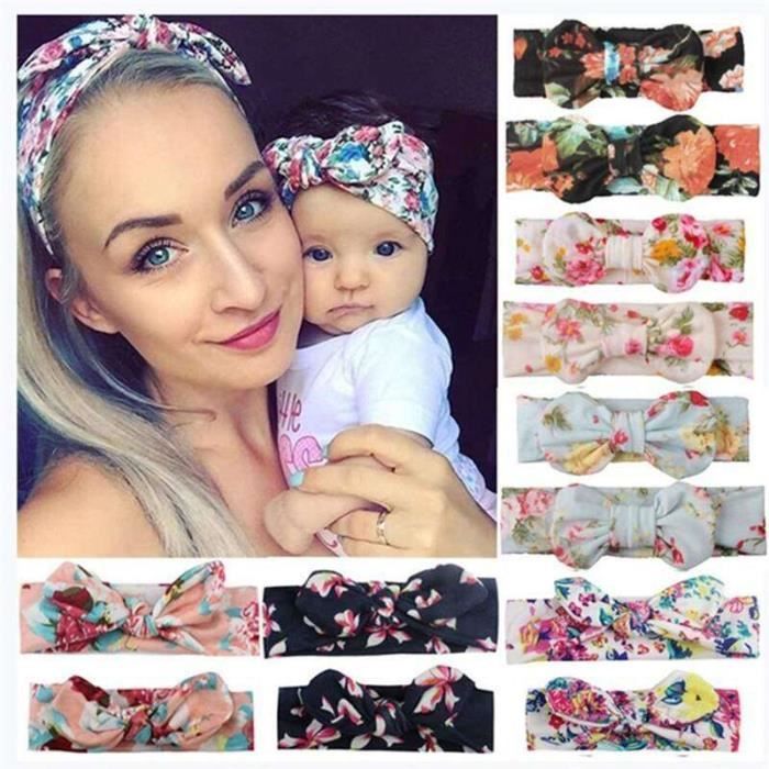 Lot 7 Bandeaux Bébé Fille – Gros Nœuds Mignons, Bandeaux Élastiques Coton Doux, Turban Nouveau-né 0-5 Ans, Accessoires Coiffure Bébé
