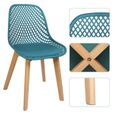 Chaises longues à pieds en bois - ALICIA-CHAISE - Lot de 8 chaises - Bleu - Contemporain - Design - 8 places-2