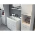 Meuble de salle de bain de Montréal XL 60x35cm bassin en bois Blanc brillant - Armoire de rangement Meuble lavabo évier Meubles-2