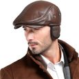 Ancient Brown-XXL -Béret en cuir de vache véritable pour homme, casquette de chasse, bonnet de camionneur, chapeau de sport-2