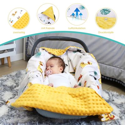 Couverture Enveloppante Bébé 85x85cm - Siège Auto, Poussette, Hiver/Été Réversible
