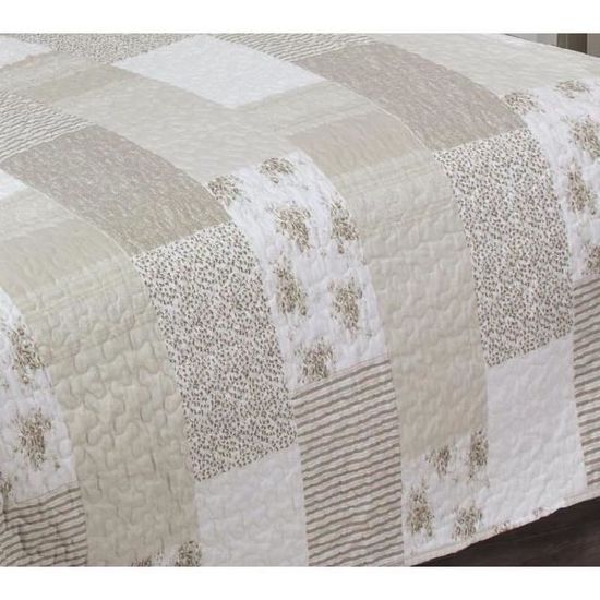 Couvre-lit Épais Matelassé 180x240 Cm + 1 Taie 65x65 Cm - Microfibre Douce - Design Gris Imprimé