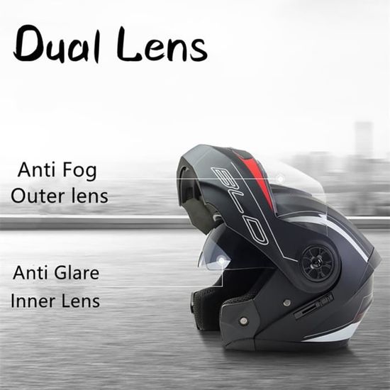 Casque Moto Intégral Modulable Bluetooth - Flip-Up Double Visière ECE Homologué - Anti-Buée Miroir Pour Homme Et Femme