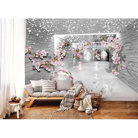 Papier Peint Rose Floral 3D - 312x219 Cm - Abstrait - Consalnet - Chambre Filles