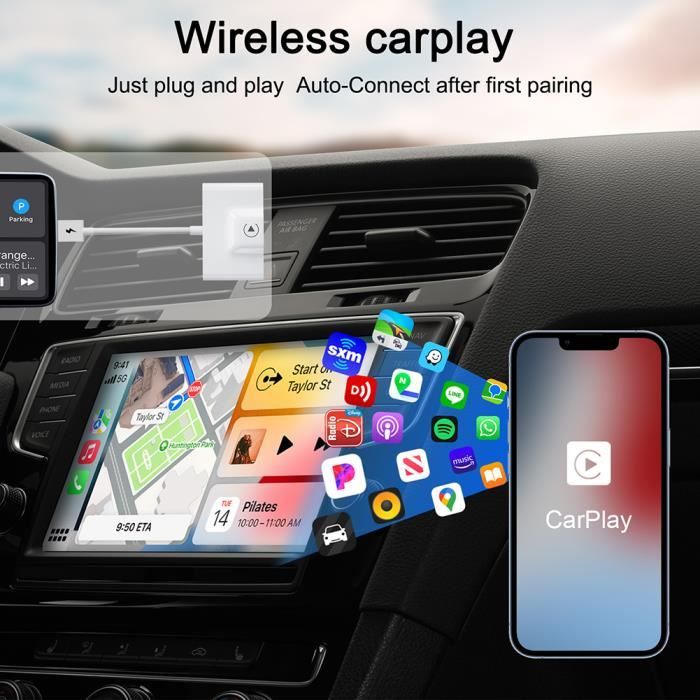 Adaptateur Carplay sans Fil pour iPhone, Adaptateur Apple Carplay sans Fil  Dongle Carplay Convertir Filaire en sans Fil pour Voiture - Cdiscount  Informatique
