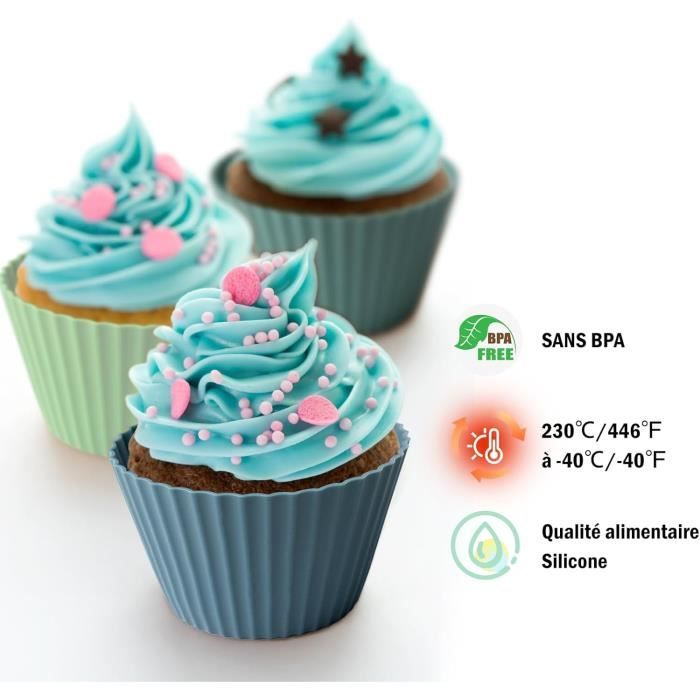 Moules Muffins Silicone Réutilisables Caissettes - 4 Couleurs Lot De 24  Anti-Adhésif Moule Cake Sans Bpa Cupcake Tasses De C[u1]