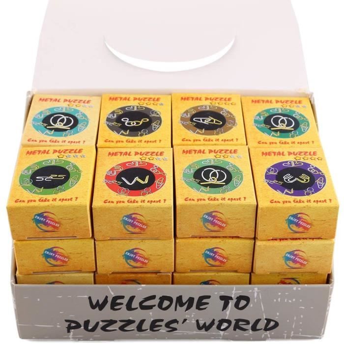 Puzzle Fil Métallique Lot 24 Lot De 24 Puzzles Fil Métallique – Casse-tête IQ Test – Jeux De Réflexion Pour Fêtes