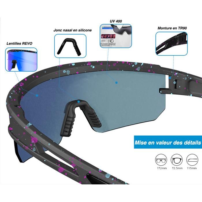 Lunettes De Sport Polarises MUGI Rockbros - 5 Verres Interchangeables, UV400, Anti-Vent - Pour Cyclisme, Course, Randonnée