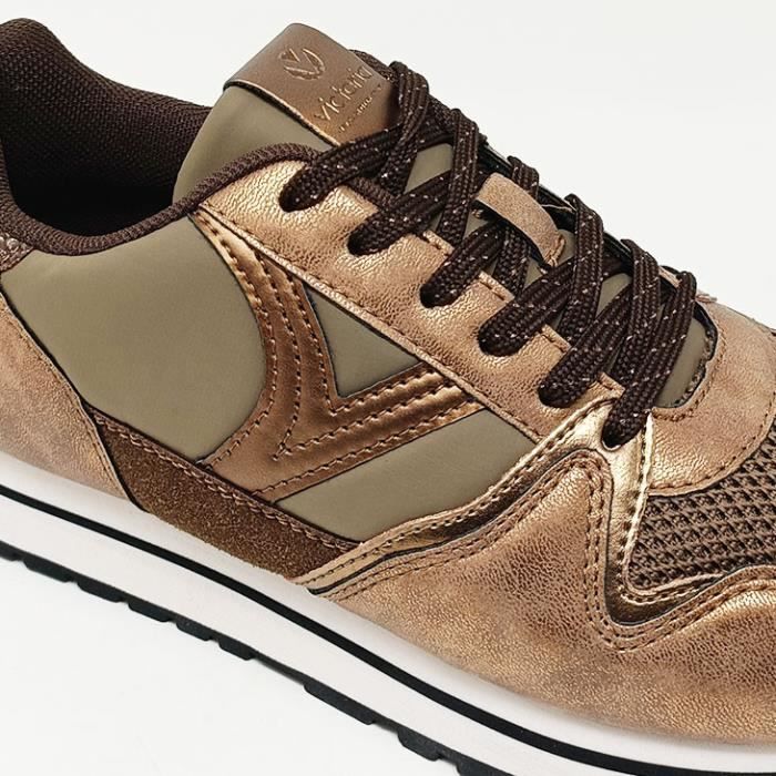 Basket Cometa Bronze VICTORIA Femme Plat Lacets Synthetique Marron Cdiscount Chaussures