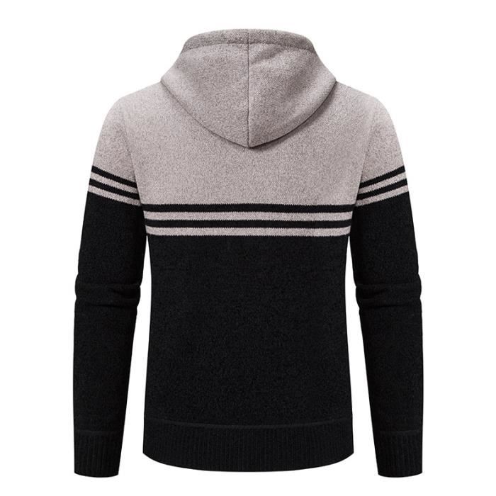KUDORO Cardigan Homme Zippé - Maille Polaire Épaisse - Col Montant - Décontracté - Mode Hiver