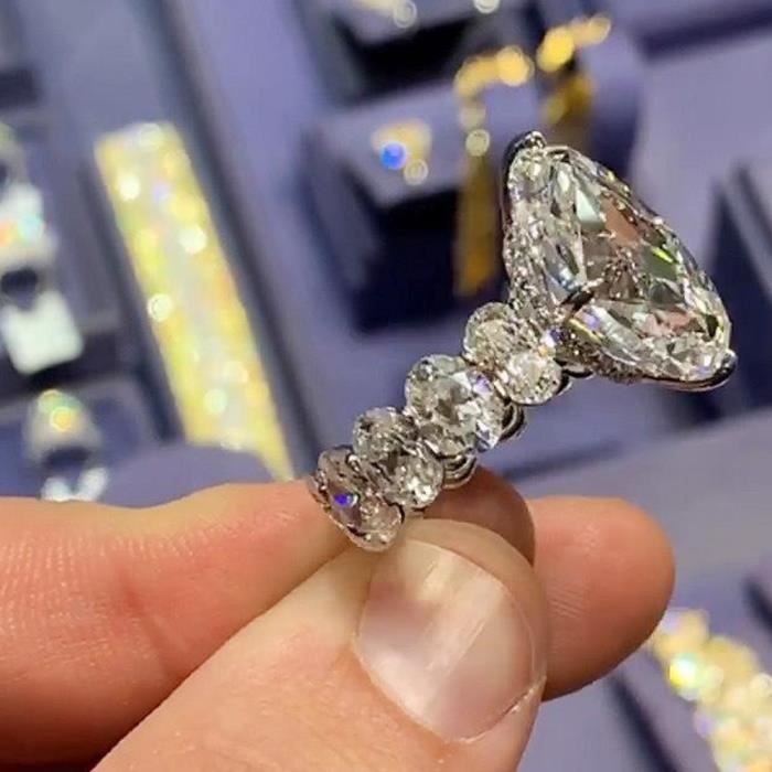 Bijoux fantaisie Bague de fiancailles en argent sterling ovale Bague de fiancailles pour femmes en cristal Bague taille 57 Blanc Achat Vente bague anneau Bijoux fantaisie Bague de