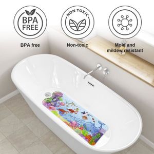 Grande Taille Tapis De Douche Antidérapant, Anti-moisissure, Antibactérien Avec Ventouse Et Trou De Drainage Bleu 43 X 75 Cm 96223776 à Litalienne