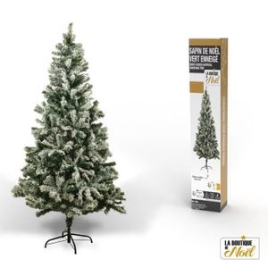 Sapin De Noël Artificiel KESSER 180 Cm LED - Branches Denses Polyéthylène Réaliste - Support Bois + Télécommande + Sac - Vert Foncé