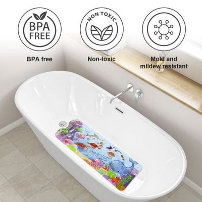Tapis De Douche Antidérapant Avec Ventouses - 35x70 Cm, Motif Baleine, Anti-moisissure Et Lavable En Machine